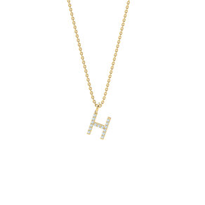 Buchstaben-Anhänger Diamond Letter Petite H in 18K Gelbgold