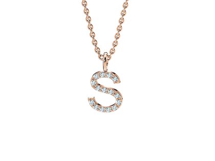 Buchstaben-Anhänger Diamond Letter Petite in 14K Roségold