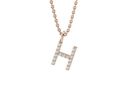 Buchstaben-Anhänger Diamond Letter Petite H in 18K Roségold