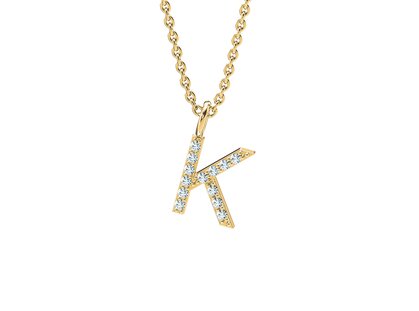 Buchstaben-Anhänger Diamond Letter Petite K in 14K Gelbgold