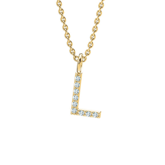 Buchstaben-Anhänger Diamond Letter Petite L in 14K Gelbgold