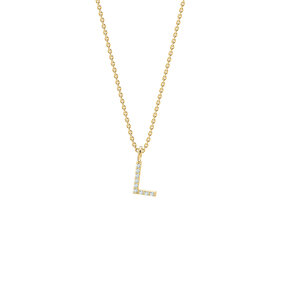 Buchstaben-Anhänger Diamond Letter Petite L in 14K Gelbgold
