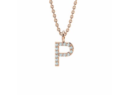 Buchstaben-Anhänger Diamond Letter Petite P in 18K Roségold
