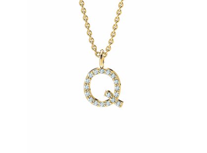 Buchstaben-Anhänger Diamond Letter Petite Q in 18K Gelbgold