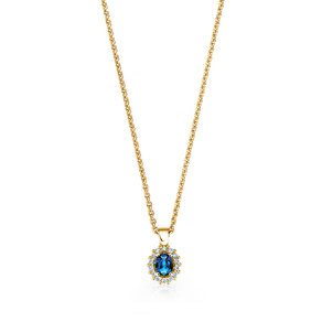 Anhänger Jolie in 14K Gelbgold mit Saphir 0,25ct und Diamanten 0,07ct