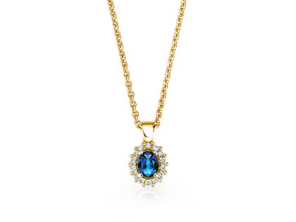 Anhänger Jolie in 14K Gelbgold mit Saphir 0,25ct und Diamanten 0,07ct