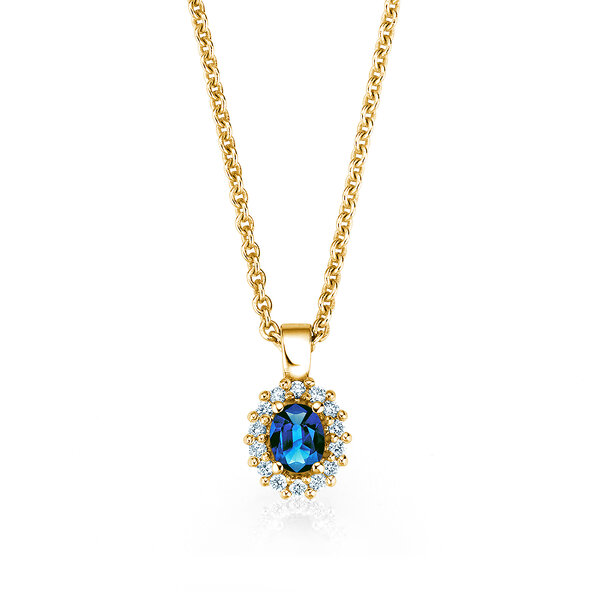 Anhänger Jolie in 14K Gelbgold mit Saphir 0,25ct und Diamanten 0,07ct