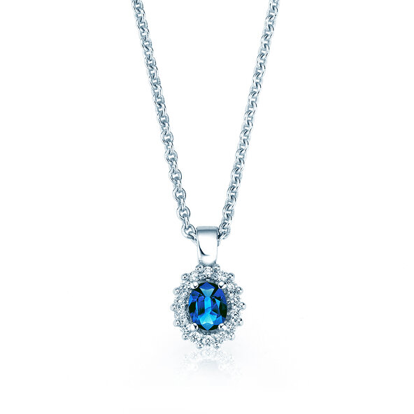 Anhänger Jolie in 14K Weißgold mit Saphir 0,25ct und Diamanten 0,07ct