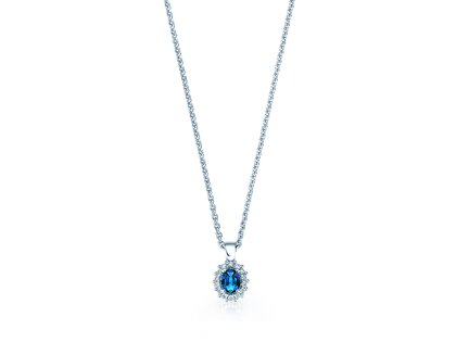 Anhänger Jolie in 14K Weißgold mit Saphir 0,25ct und Diamanten 0,07ct