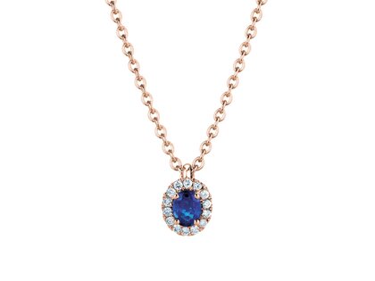 Anhänger Windsor in 18K Roségold mit Saphir 0,60ct und Diamanten 0,12ct