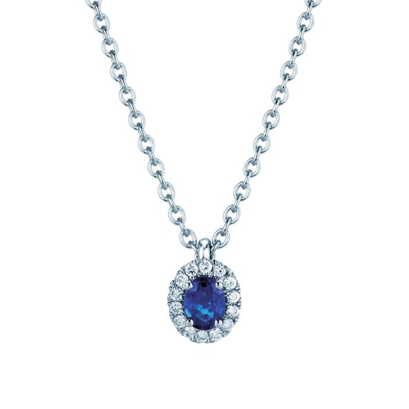 Anhänger Windsor in 14K Weißgold mit Saphir 0,60ct und Diamanten 0,12ct