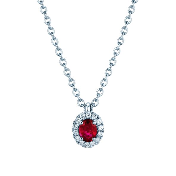 Anhänger Windsor in 18K Weißgold mit Rubin 0,60ct und Diamanten 0,12ct