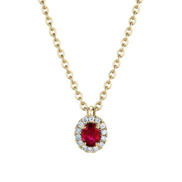 Anhänger Windsor in 18K Gelbgold mit Rubin 0,60ct und Diamanten 0,12ct