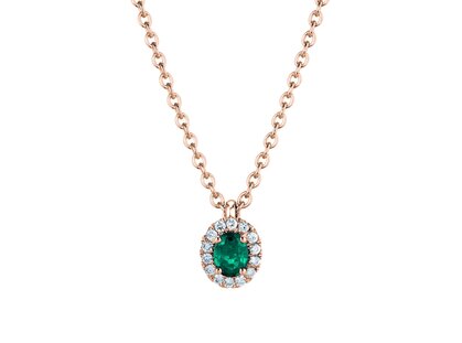 Anhänger Windsor in 14K Roségold mit Smaragd 0,60ct und Diamanten 0,12ct
