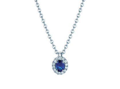 Anhänger Windsor in Platin 950/- mit Saphir 0,60ct und Diamanten 0,12ct