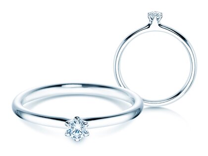 Verlobungsring Classic 6 in 18K Weißgold mit Diamant 0,10ct H/SI