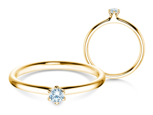 Verlobungsring Classic 6 in 18K Gelbgold mit Diamant 0,10ct H/SI