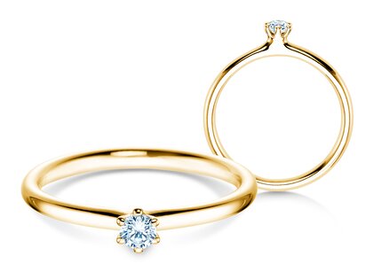 Verlobungsring Classic 6 in 18K Gelbgold mit Diamant 0,10ct H/SI