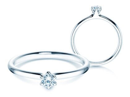 Verlobungsring Classic 6 in 9K Weißgold mit Labordiamant 0,15ct E/VS