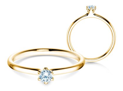 Verlobungsring Classic 6 in 9K Gelbgold mit Labordiamant 0,15ct E/VS