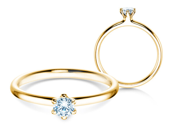 Verlobungsring Classic 6 in 9K Gelbgold mit Diamant 0,20ct H/SI