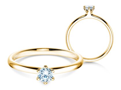 Verlobungsring Classic 6 in 9K Gelbgold mit Diamant 0,25ct H/SI