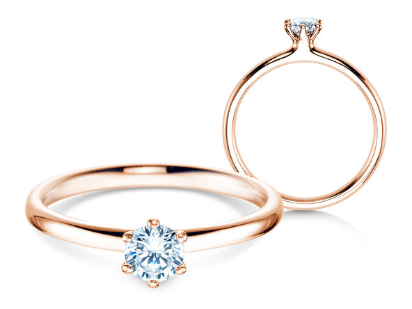 Verlobungsring Classic 6 in 18K Roségold mit Diamant 0,30ct H/SI