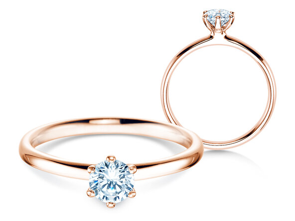 Verlobungsring Classic 6 in 18K Roségold mit Diamant 0,40ct H/SI