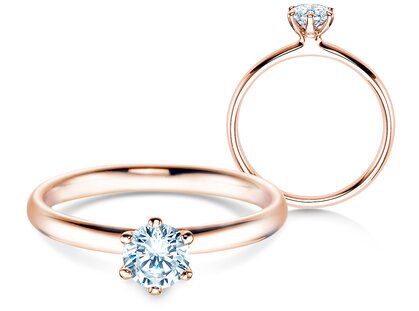 Verlobungsring Classic 6 in 9K Roségold mit Diamant 0,50ct H/SI
