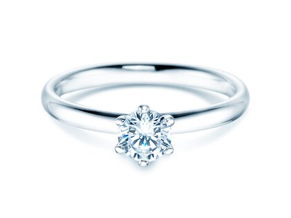 Verlobungsring Classic 6 in 18K Weißgold mit Diamant 0,50ct H/SI