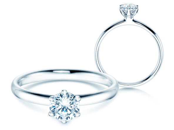 Verlobungsring Classic 6 in 18K Weißgold mit Diamant 0,60ct H/SI
