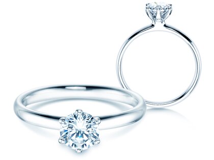 Verlobungsring Classic 6 in 14K Weißgold mit Diamant 0,75ct H/SI