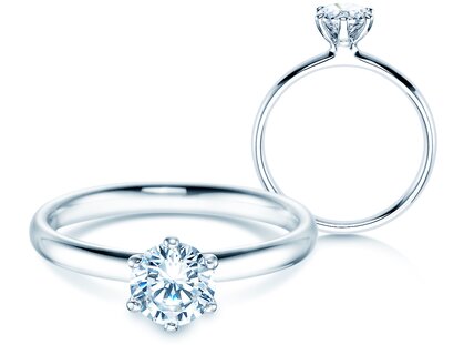 Verlobungsring Classic 6 in 14K Weißgold mit Labordiamant 0,75ct E/VS