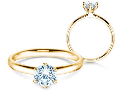 Verlobungsring Classic 6 in 14K Gelbgold mit Labordiamant 0,75ct E/VS