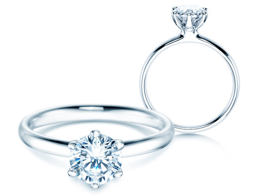 Verlobungsring Classic 6 in 14K Weißgold mit Labordiamant 1,00ct E/VS