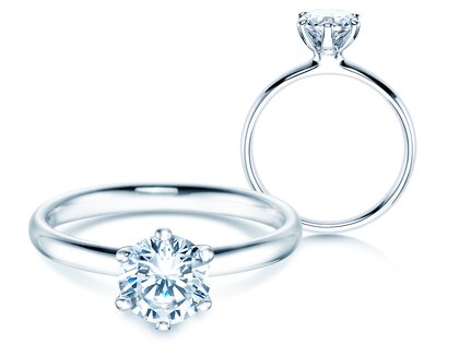 Verlobungsring Classic 6 in 14K Weißgold mit Labordiamant 1,00ct E/VS