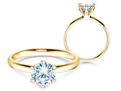 Verlobungsring Classic 6 in 14K Gelbgold mit Labordiamant 1,00ct E/VS