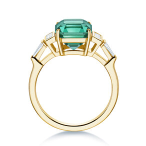 Verlobungsring Aureline in 14K Gelbgold mit Grüner Turmalin 3,00ct und natürliche Diamanten 0,48ct