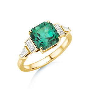 Verlobungsring Aureline in 14K Gelbgold mit Grüner Turmalin 3,00ct und natürliche Diamanten 0,48ct