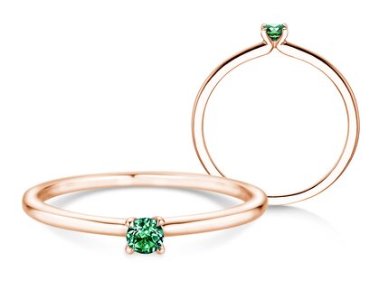 Geburtsstein-Ring Classic 4 Mai in 9K Roségold mit Smaragd 0,10ct