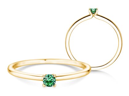 Geburtsstein-Ring Classic 4 Mai in 14K Gelbgold mit Smaragd 0,10ct