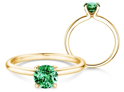 Geburtsstein-Ring Classic 4 Mai in 14K Gelbgold mit Smaragd 1,00ct