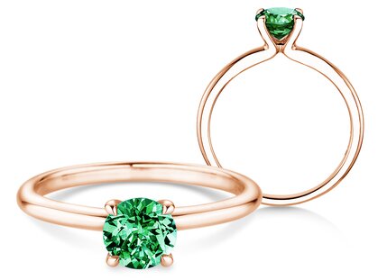 Geburtsstein-Ring Classic 4 Mai in 9K Roségold mit Smaragd 1,00ct