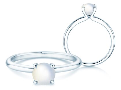 Geburtsstein-Ring Classic 4 Juni in 14K Weißgold mit Mondstein 1,00ct