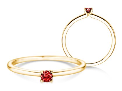 Geburtsstein-Ring Classic 4 Juli in 9K Gelbgold mit Rubin 0,10ct