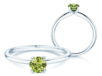 Geburtsstein-Ring Classic 4 August in 14K Weißgold mit Peridot 0,50ct