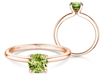 Geburtsstein-Ring Classic 4 August in 9K Roségold mit Peridot 1,00ct