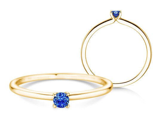 Geburtsstein-Ring Classic 4 September in 14K Gelbgold mit Saphir 0,10ct