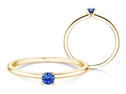Geburtsstein-Ring Classic 4 September in 14K Gelbgold mit Saphir 0,10ct
