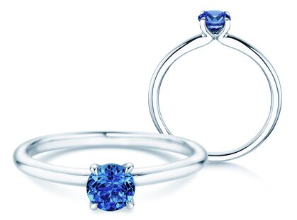 Geburtsstein-Ring Classic 4 September in 9K Weißgold mit Saphir 0,50ct